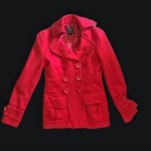 Adorable Red Double-Breasted XXI Peacoat